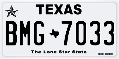 TX license plate BMG7033