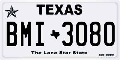 TX license plate BMI3080