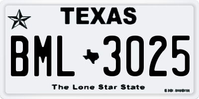 TX license plate BML3025