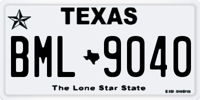 TX license plate BML9040