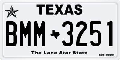 TX license plate BMM3251