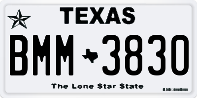 TX license plate BMM3830