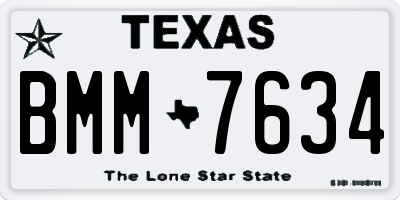 TX license plate BMM7634