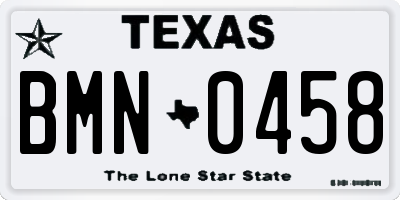 TX license plate BMN0458