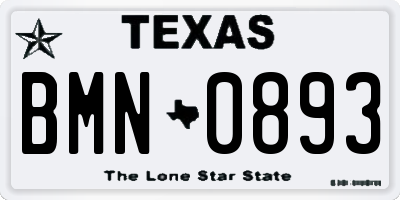 TX license plate BMN0893