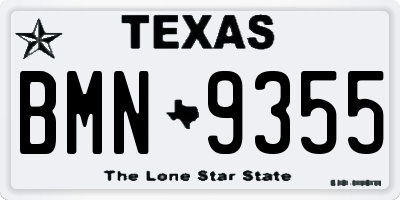 TX license plate BMN9355