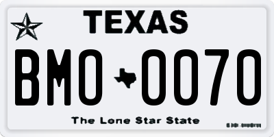 TX license plate BMO0070