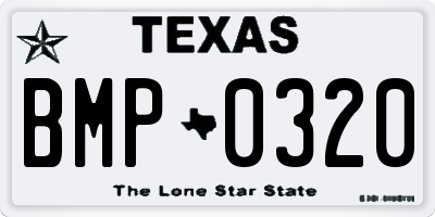 TX license plate BMP0320
