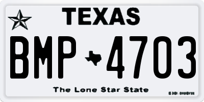 TX license plate BMP4703