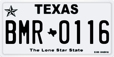 TX license plate BMR0116