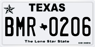 TX license plate BMR0206