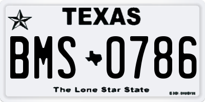 TX license plate BMS0786