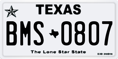 TX license plate BMS0807
