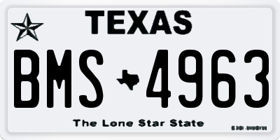 TX license plate BMS4963