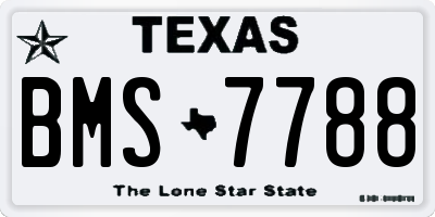 TX license plate BMS7788