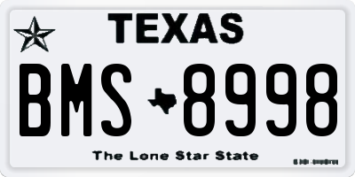 TX license plate BMS8998