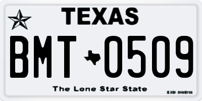 TX license plate BMT0509