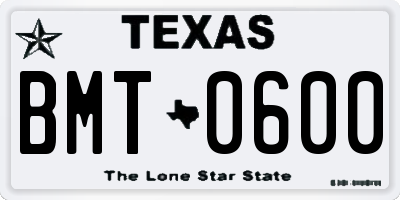 TX license plate BMT0600