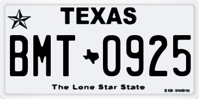 TX license plate BMT0925