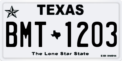 TX license plate BMT1203