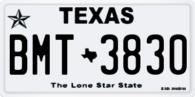 TX license plate BMT3830