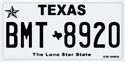 TX license plate BMT8920