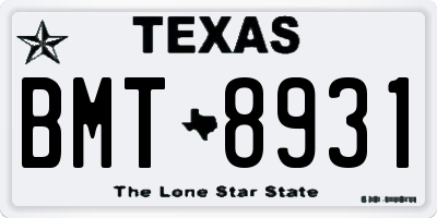 TX license plate BMT8931