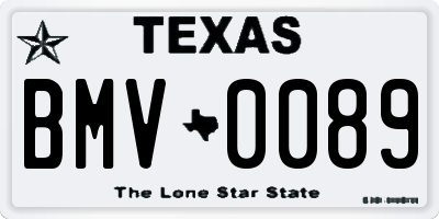 TX license plate BMV0089