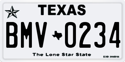 TX license plate BMV0234