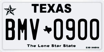 TX license plate BMV0900