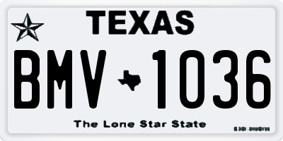 TX license plate BMV1036