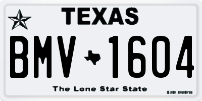 TX license plate BMV1604