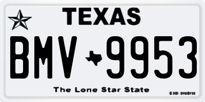 TX license plate BMV9953