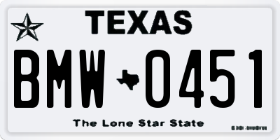 TX license plate BMW0451