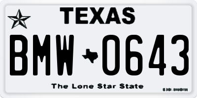 TX license plate BMW0643