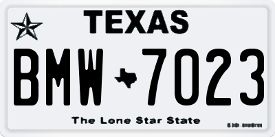 TX license plate BMW7023