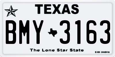 TX license plate BMY3163