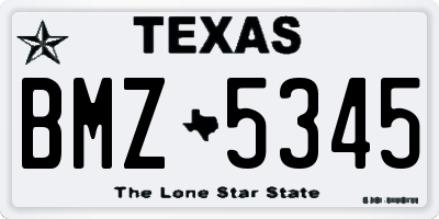 TX license plate BMZ5345