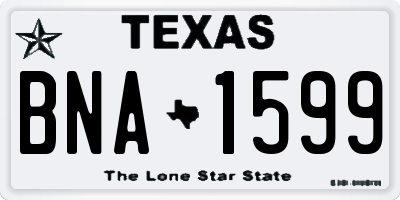 TX license plate BNA1599