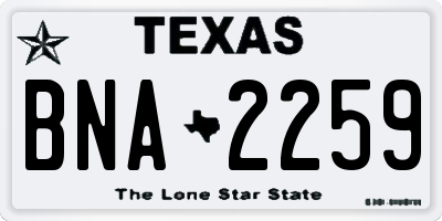 TX license plate BNA2259
