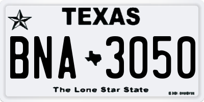 TX license plate BNA3050