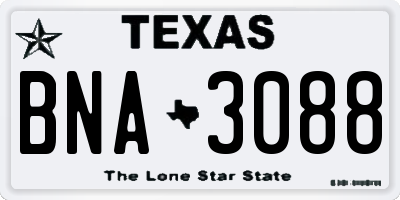 TX license plate BNA3088