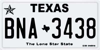 TX license plate BNA3438