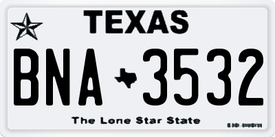 TX license plate BNA3532