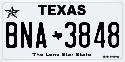 TX license plate BNA3848