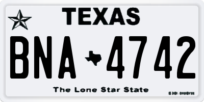 TX license plate BNA4742
