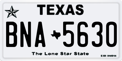 TX license plate BNA5630