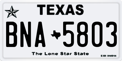 TX license plate BNA5803