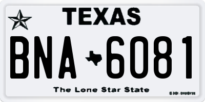 TX license plate BNA6081