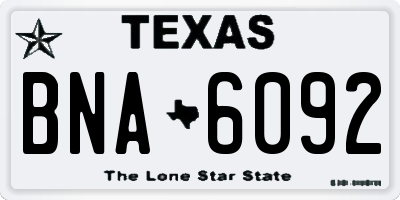 TX license plate BNA6092